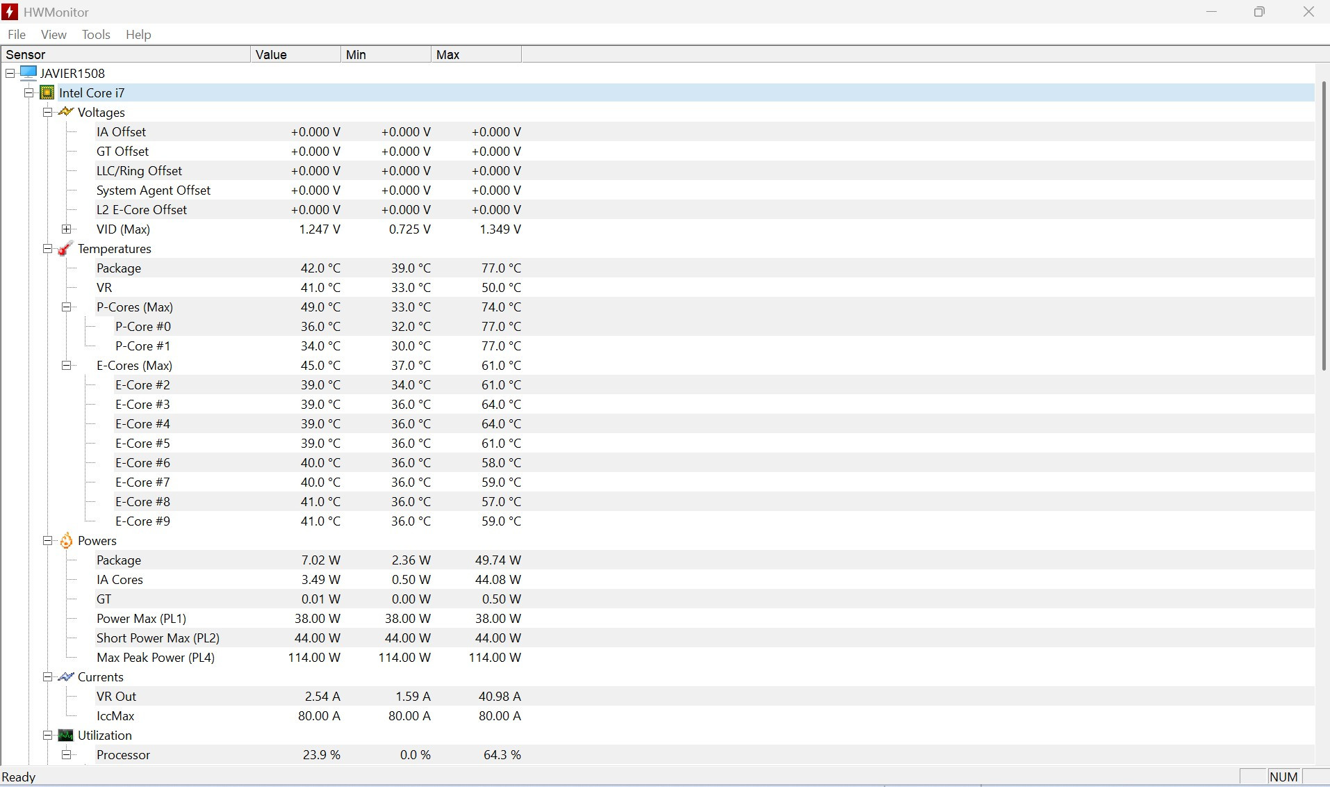 Este es una imagen de HWMonitor